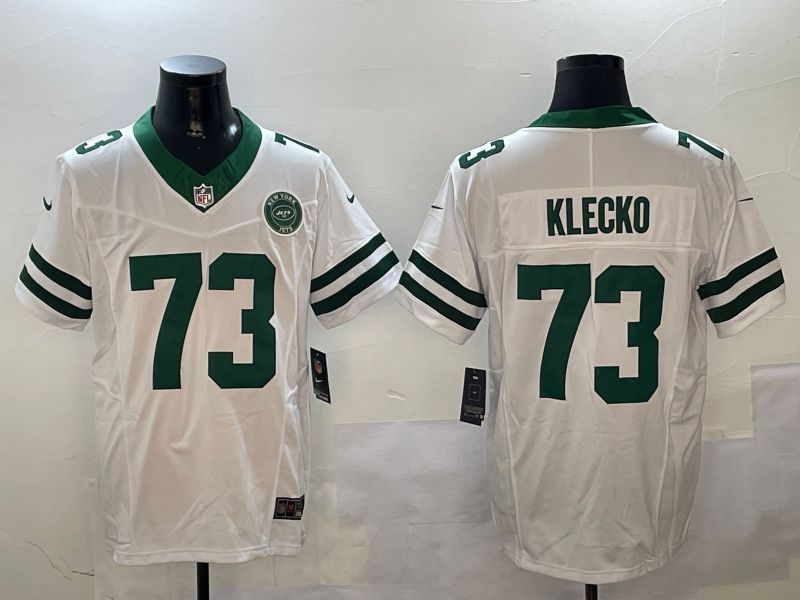 Men New York Jets #73 Klecko White Throwback three generations 2024 Nike Limited NFL Jersey style 1